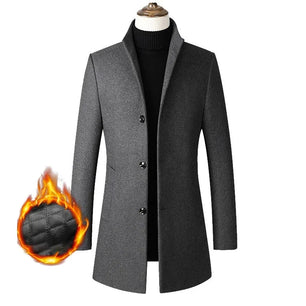 Men's Wool Turn-Down Collar Full Sleeves Single Breasted Coat