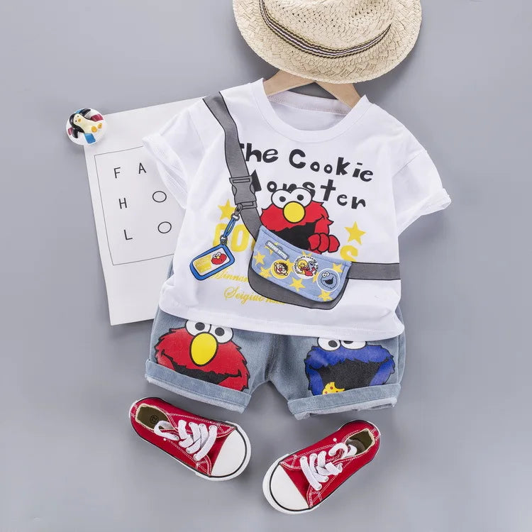 Kid's Boys Cotton Short Sleeves Printed Pattern Casual Clothes