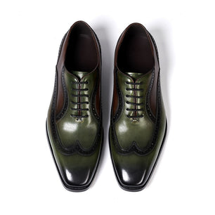 Men's PU Leather Pointed Toe Lace-Up Closure Elegant Oxford Shoes