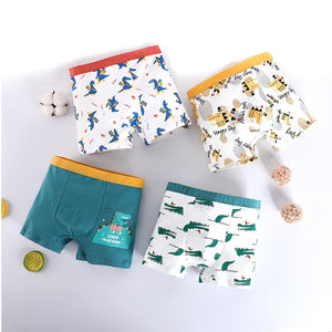 Kid's Boy 4Pcs Cotton Quick-Dry Cartoon Pattern Underwear Shorts