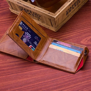 Men's PU Leather Patchwork Pattern Card Holder Trendy Wallets