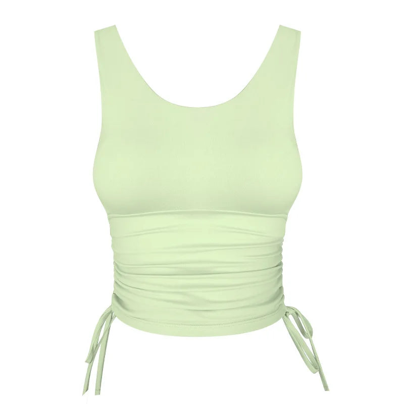 Women's O-Neck Nylon Sleeveless Breathable Fitness Sport Tops