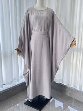 Women's Arabian Polyester Full Sleeves Solid Pattern Long Dress