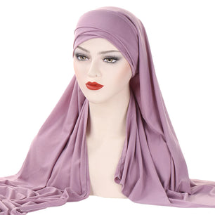 Women's Arabian Polyester Head Wrap Solid Pattern Elegant Hijabs