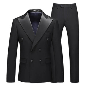 Men's Viscose Notched Long Sleeve Double Breasted Blazers Set