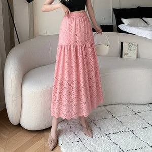 Women's Polyester Elastic High Waist Pleated Pattern Casual Skirts