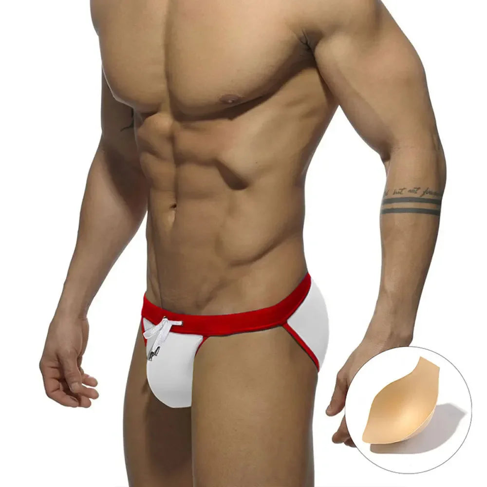 Men's Polyester Drawstring Closure Mixed Colors Bathing Brief