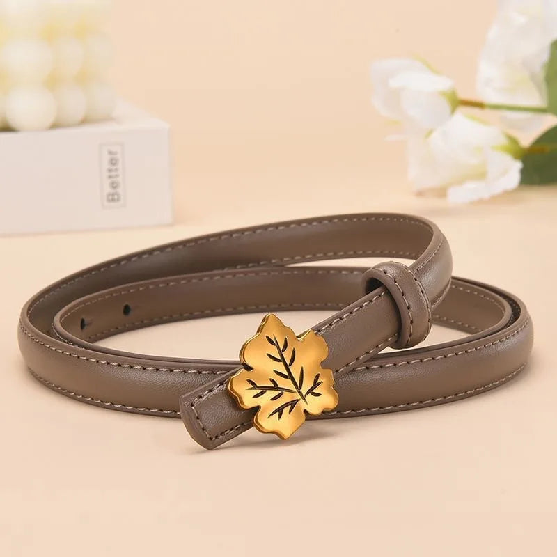 Women's Split Leather Buckle Closure Solid Pattern Trendy Belts