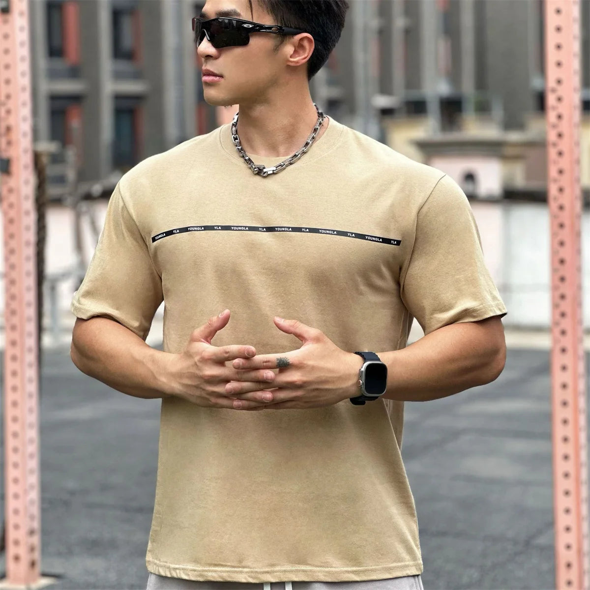 Men's Cotton Short Sleeve Pullover Closure Sportswear T-Shirt