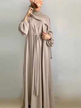 Women's Arabian Polyester Full Sleeve Solid Pattern Casual Abaya