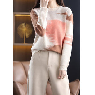 Women's O-Neck Acrylic Patchwork Pattern Casual Wear Sweaters