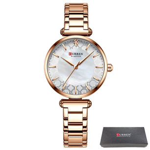 Women's Alloy Case Bracelet Clasp Luxury Round Quartz Watch