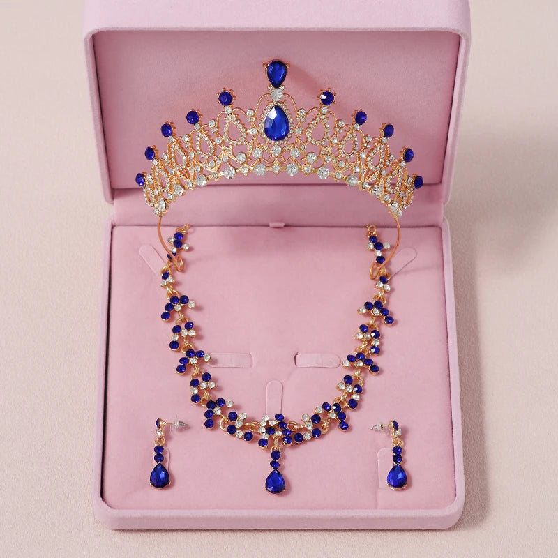 Women's Zinc Alloy Water Drop Bridal Wedding Crown Jewelry Sets