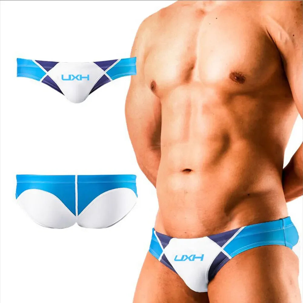 Men's Polyester Elastic Closure Printed Boxer Swimwear Brief