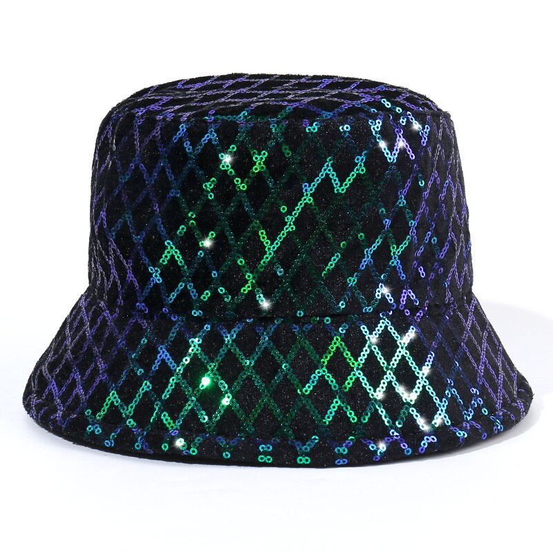 Women's Cotton Sequined Pattern Casual Hip Hop Bucket Hats