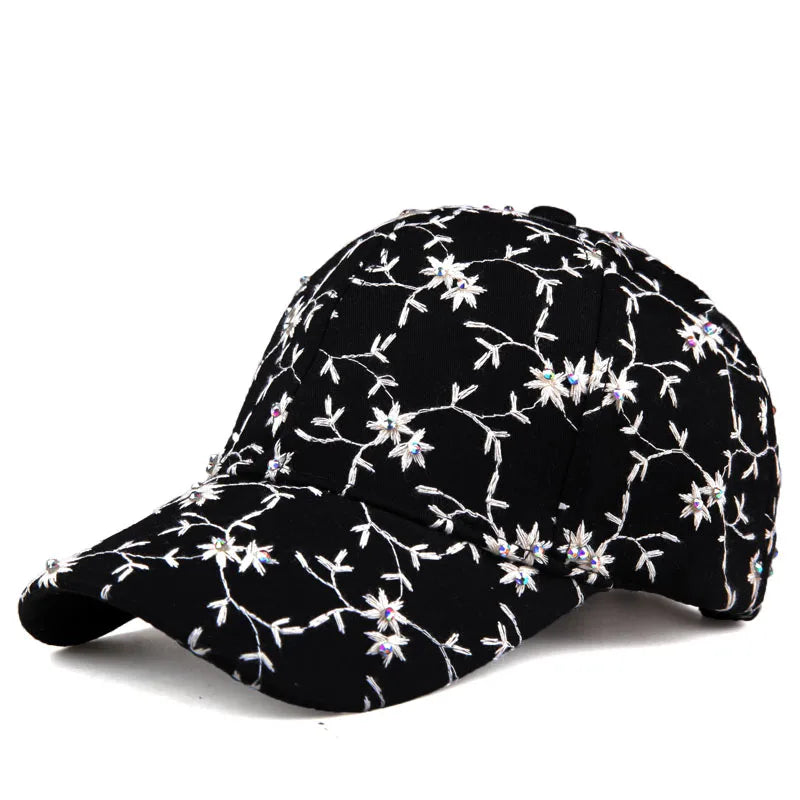 Women's Cotton Adjustable Strap Floral Pattern Casual Baseball Hat