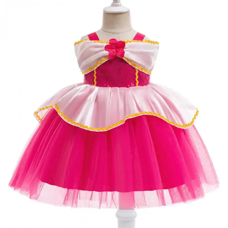 Kid's Girl Polyester Sleeveless Patchwork Pattern Princess Dress