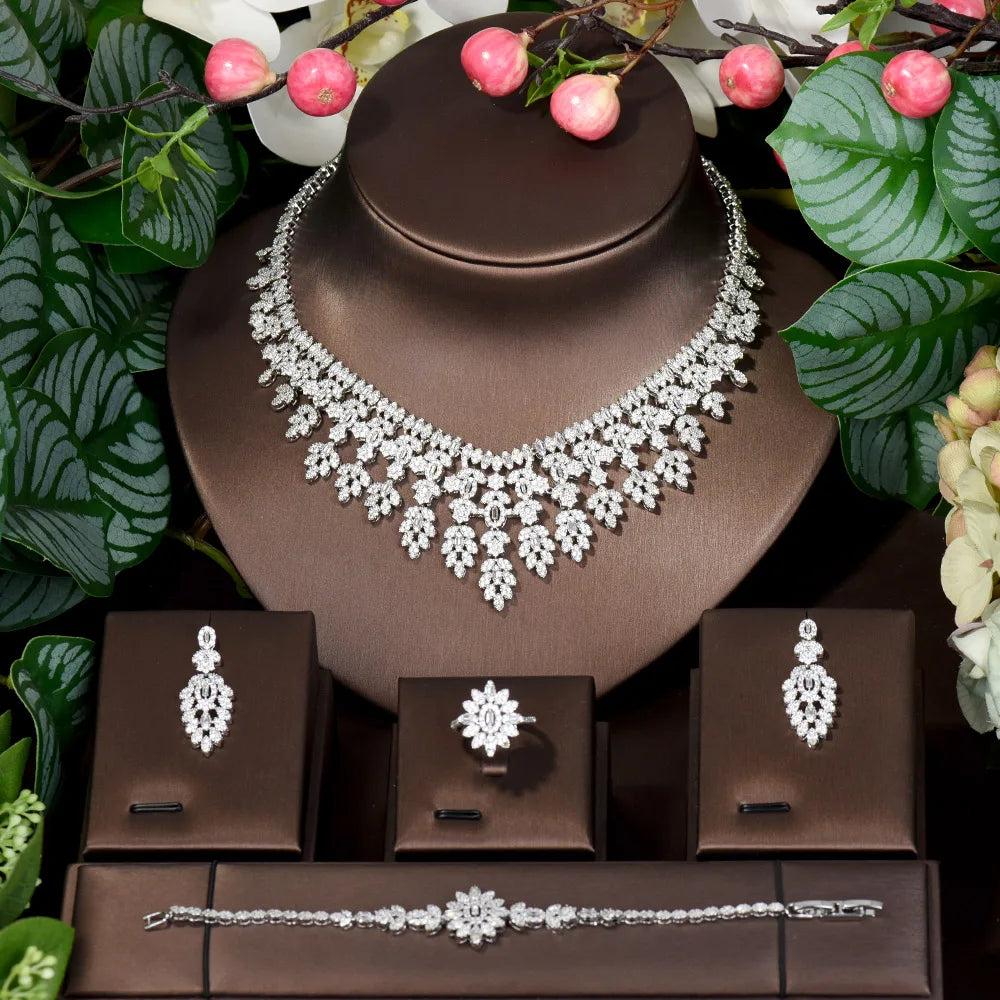 Women's Copper Cubic Zirconia Trendy Bridal Wedding Jewelry Set