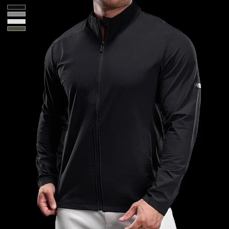 Men's Polyester Full Sleeve Solid Pattern Zipper Closure Jacket