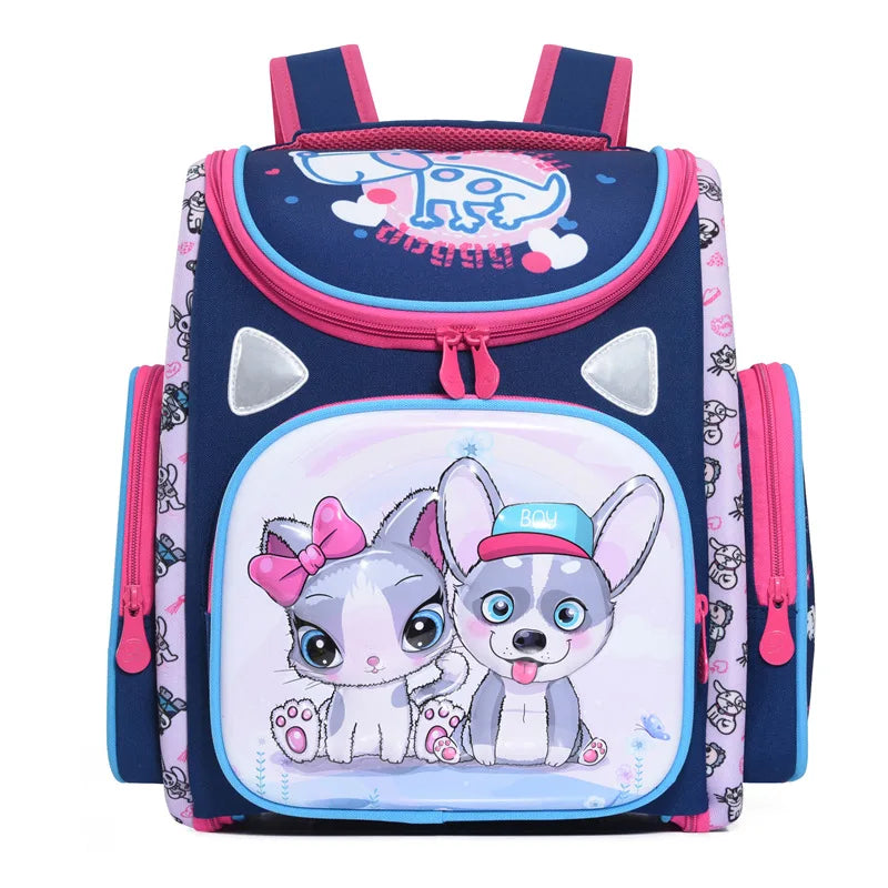 Kid's Nylon Zipper Closure Cartoon Pattern Trendy School Backpack