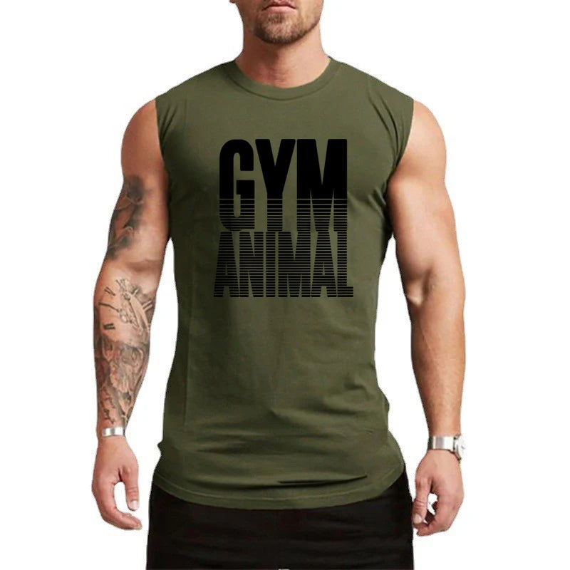 Men's Cotton Sleeveless Pullover Closure Sportswear T-Shirt