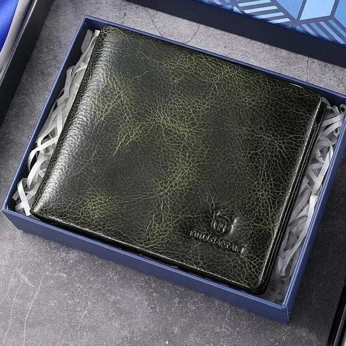 Men's Genuine Leather Card Holder Solid Pattern Trendy Wallets