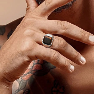 Men's Metal Stainless Steel Geometric Tiger Eye Trendy Wedding Ring
