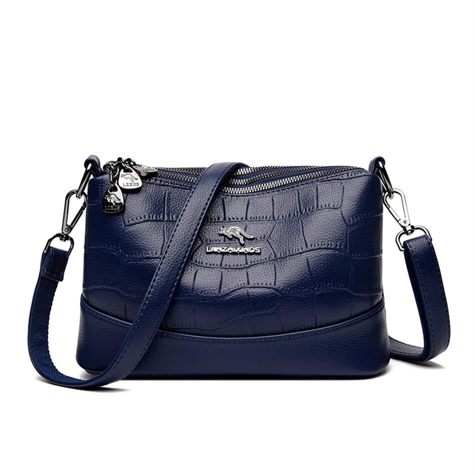 Women's PU Leather Solid Pattern Zipper Closure Casual Handbag