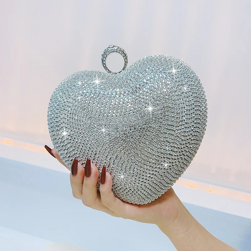 Women's PU Heart Shaped Sequined Pattern Classic Wedding Clutch