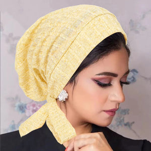 Women's Arabian Polyester Headwear Solid Pattern Turban Hijabs