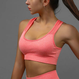 Women's Nylon Square-Neck Sleeveless Shockproof Yoga Workout Top