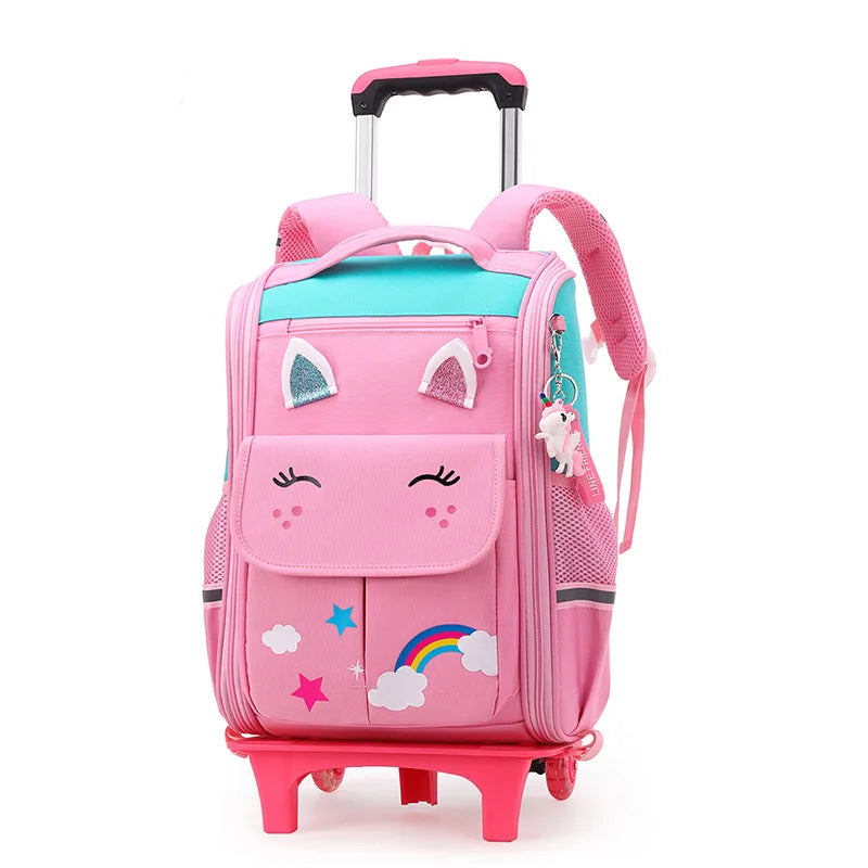 Kid's Nylon Zipper Closure Mixed Colors Pattern School Backpack