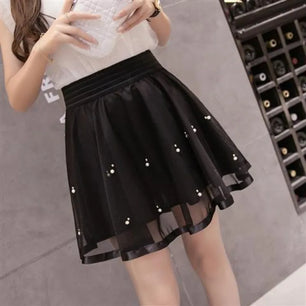 Women's Mesh High Waist Sequined Pattern Casual Wear Mini Skirts