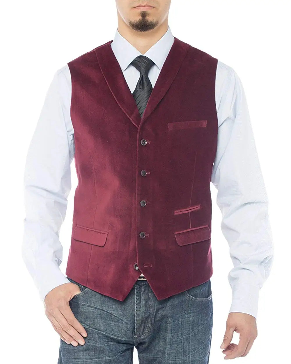 Men's Polyester V-Neck Sleeveless Single Breasted Formal Vests