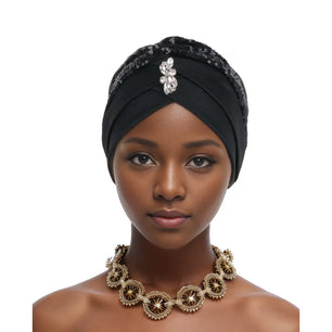 Women's Arabian Polyester Head Wrap Sequin Pattern Elegant Hijabs