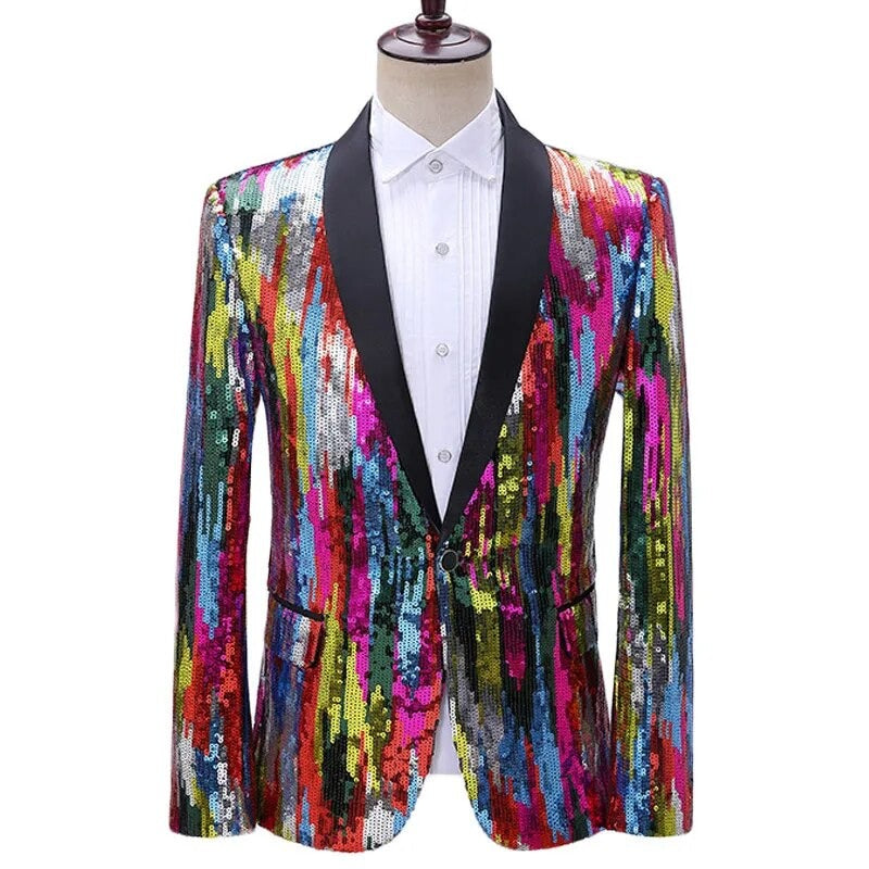 Men's Shawl Collar Long Sleeves Single Button Wedding Blazers