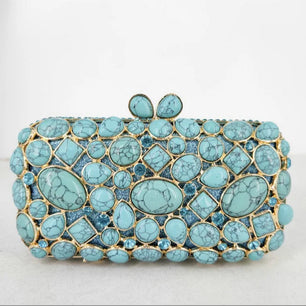 Women's Metallic Hasp Closure Pearl Pattern Trendy Wedding Clutch