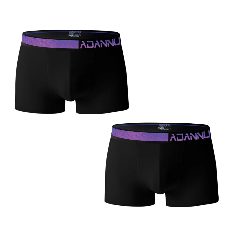 Men's 2 Pcs Cotton Letter Pattern Trendy Underwear Boxer Shorts