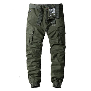 Men's Cotton Zipper Fly Closure Solid Multi-Pocket Casual Trousers