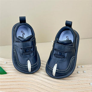 Kid's Leather Round Toe Hook Loop Closure Casual Wear Sneakers