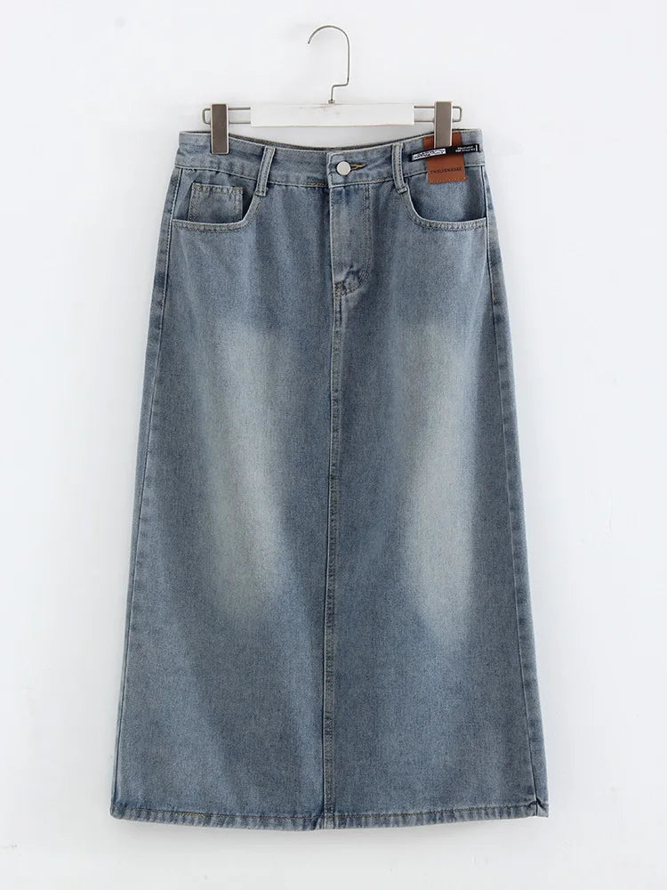 Women's Cotton High Waist Solid Pattern Casual Wear Denim Skirts