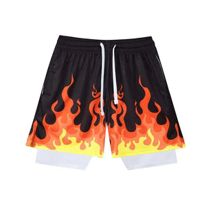 Men's Polyester Printed Pattern Breathable Fitness Sports Short