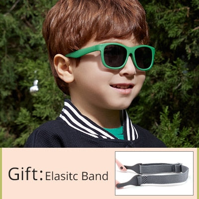 Kid's Acetate Frame Square Shape Polarized Flexible Sunglasses