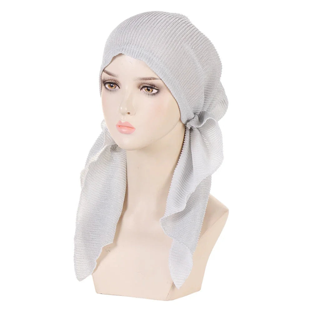 Women's Arabian Polyester Headwear Solid Pattern Casual Hijabs