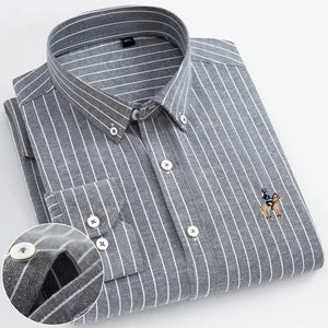 Men's 100% Cotton Single Breasted Full Sleeve Striped Casual Shirt