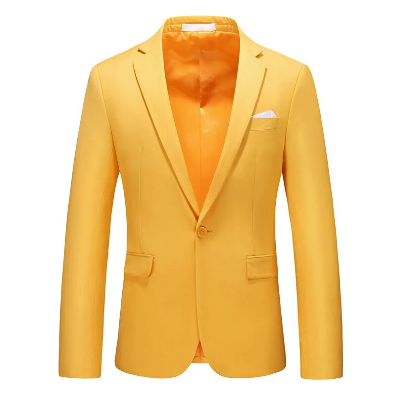 Men's Polyester Notched Collar Long Sleeve Single Button Blazers