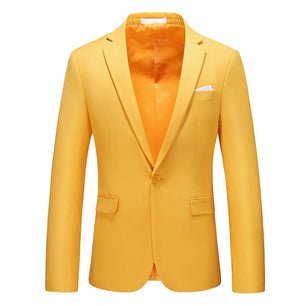 Men's Polyester Notched Collar Long Sleeve Single Button Blazers