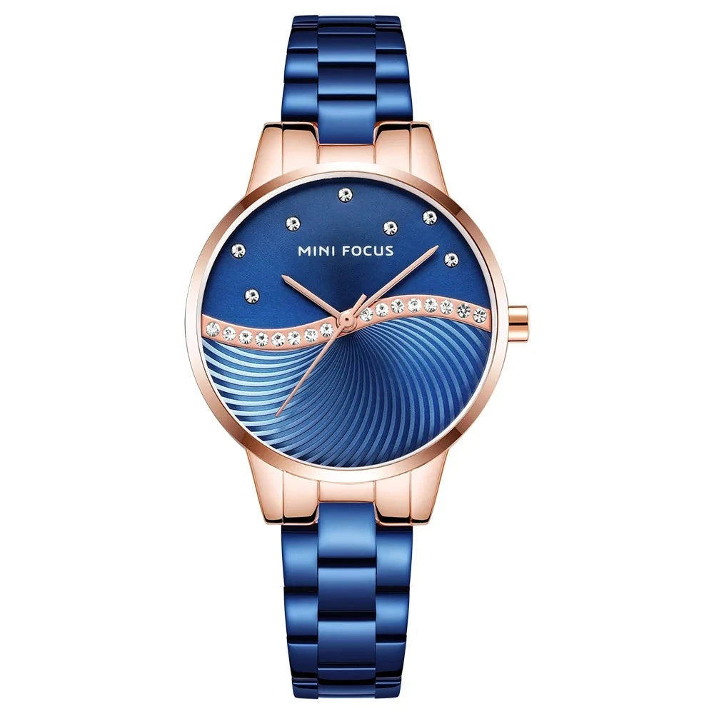 Women's Stainless Steel Round Shaped Waterproof Luxury Watch