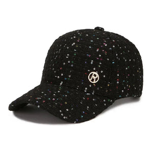 Women's Cotton Adjustable Strap Casual Wear Sequins Baseball Caps