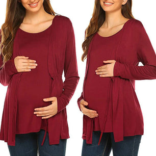 Women's Polyester Long Sleeves Breastfeeding Maternity Dress